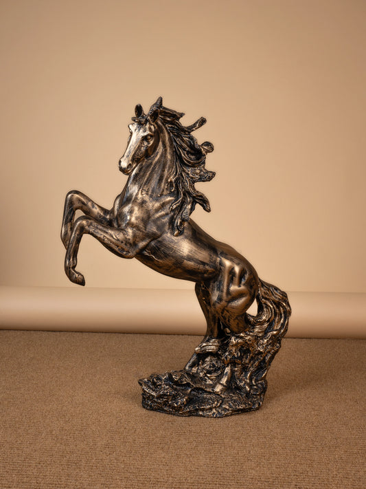 Majestic 2 Ft Rearing Horse Statue in Antique Copper Finish – Tabletop Home Decor Accent