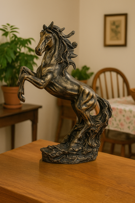 Majestic 2 Ft Rearing Horse Statue in Antique Copper Finish – Tabletop Home Decor Accent